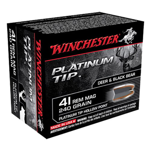 Winchester Ammo S41PTHP Platinum Tip  41 Rem Mag 240 gr Platinum Tip Hollow Point (PTHP) 20 Bx/10 Cs